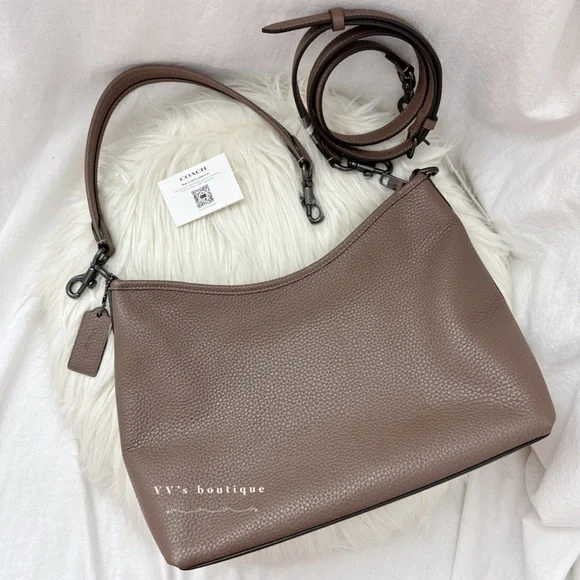 NWT Coach Laurel Shoulder Bag Soft Pebble Leather Dark Stone Taupe Brown CR148 - Picture 5 of 13